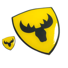 Load image into Gallery viewer, Mini Moose Head Shield 3D Polydome Decal - Yellow