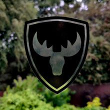 Load image into Gallery viewer, Moose Head Shield 3D Polydome Decal - Clear & Black