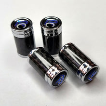 Load image into Gallery viewer, R Black Carbon Fiber & Metal Wheel Dust Caps