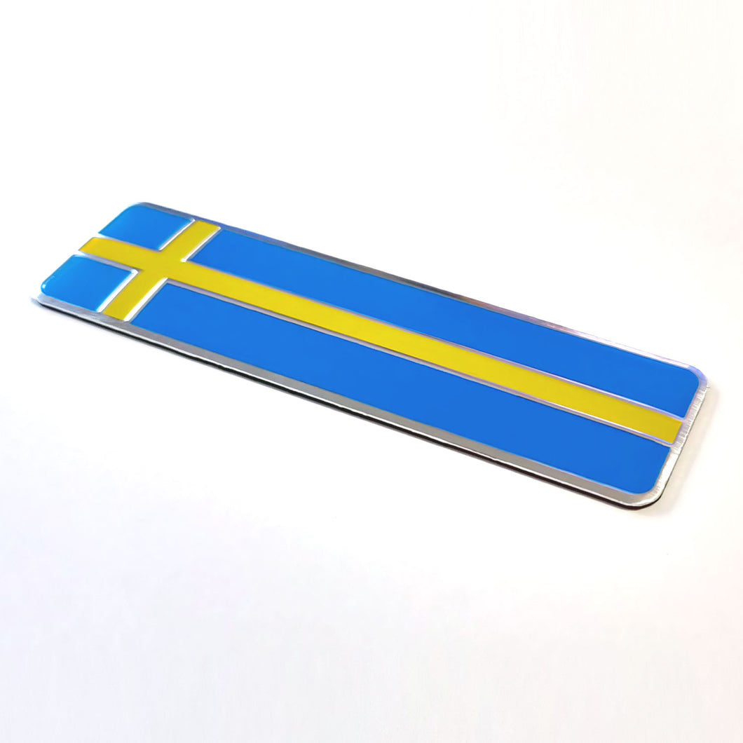 3D Aluminium Swedish Flag Badge - Long Version