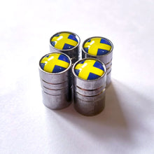 Load image into Gallery viewer, Swedish Flag Metal Wheel Dust Caps
