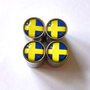 Swedish Flag Metal Wheel Dust Caps