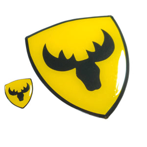 Mini Moose Head Shield 3D Polydome Decal - Yellow
