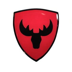 Moose Head Shield 3D Polydome Decal - Red