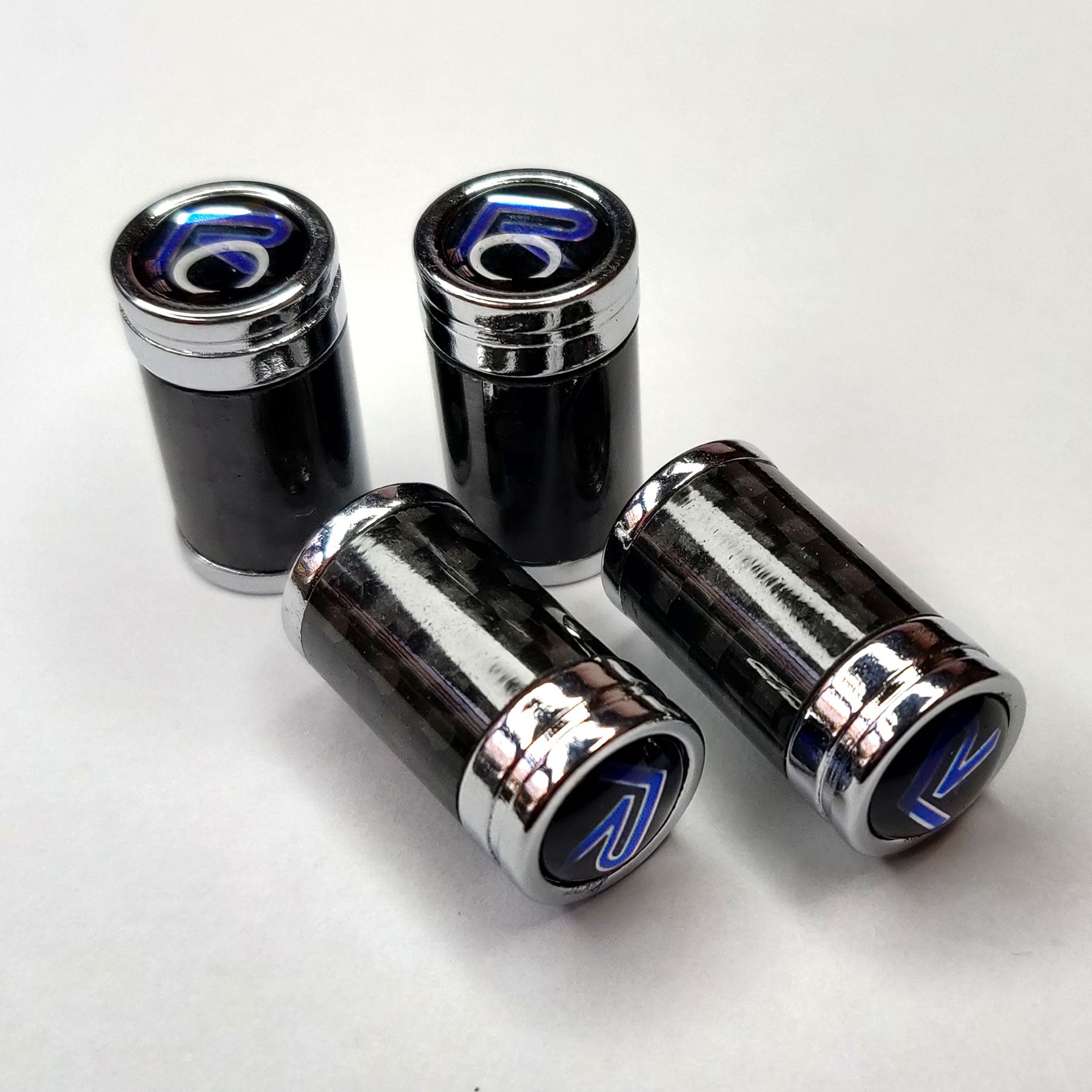 Real Carbon Fiber & Aluminum Valve Stem Caps, Black or Silver