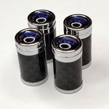 Load image into Gallery viewer, R Black Carbon Fiber &amp; Metal Wheel Dust Caps