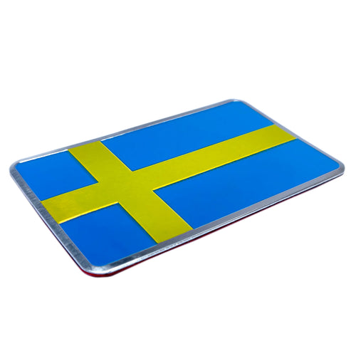 3D Aluminium Style Swedish Flag Badge