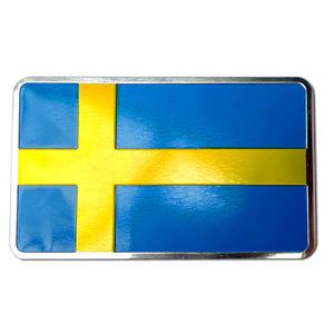 3D Aluminium Style Swedish Flag Badge