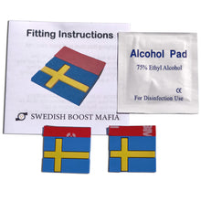 Load image into Gallery viewer, Swedish Flag Rubber Tags - Pair